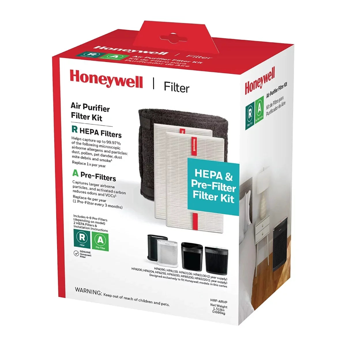 Honeywell R Filter and A Pre-Filter Value Pack; HRF-ARVP100