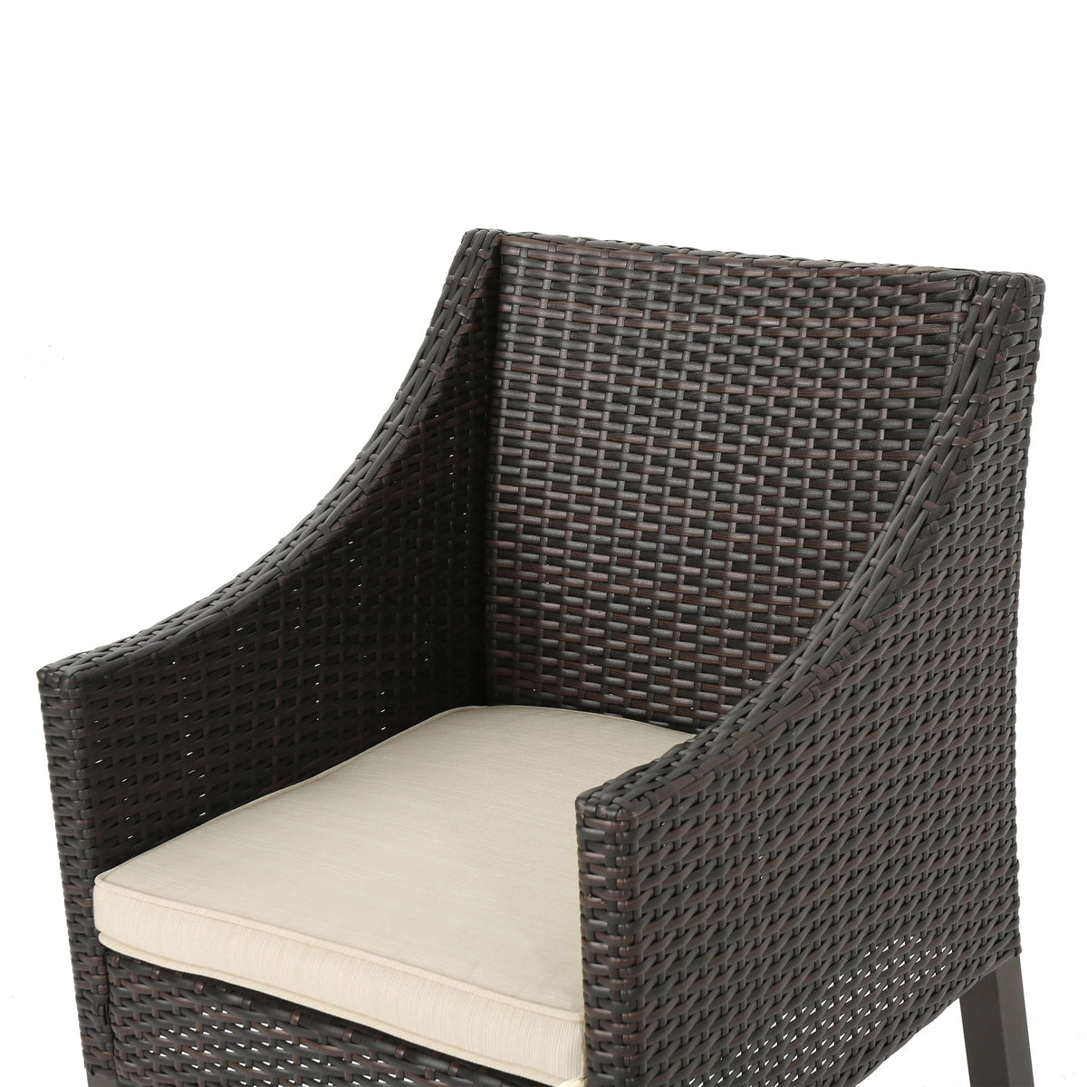 Noble House Arcadia Outdoor 9 Piece Wicker Rectangular Dining Set with Cushions; Multibrown; Beige