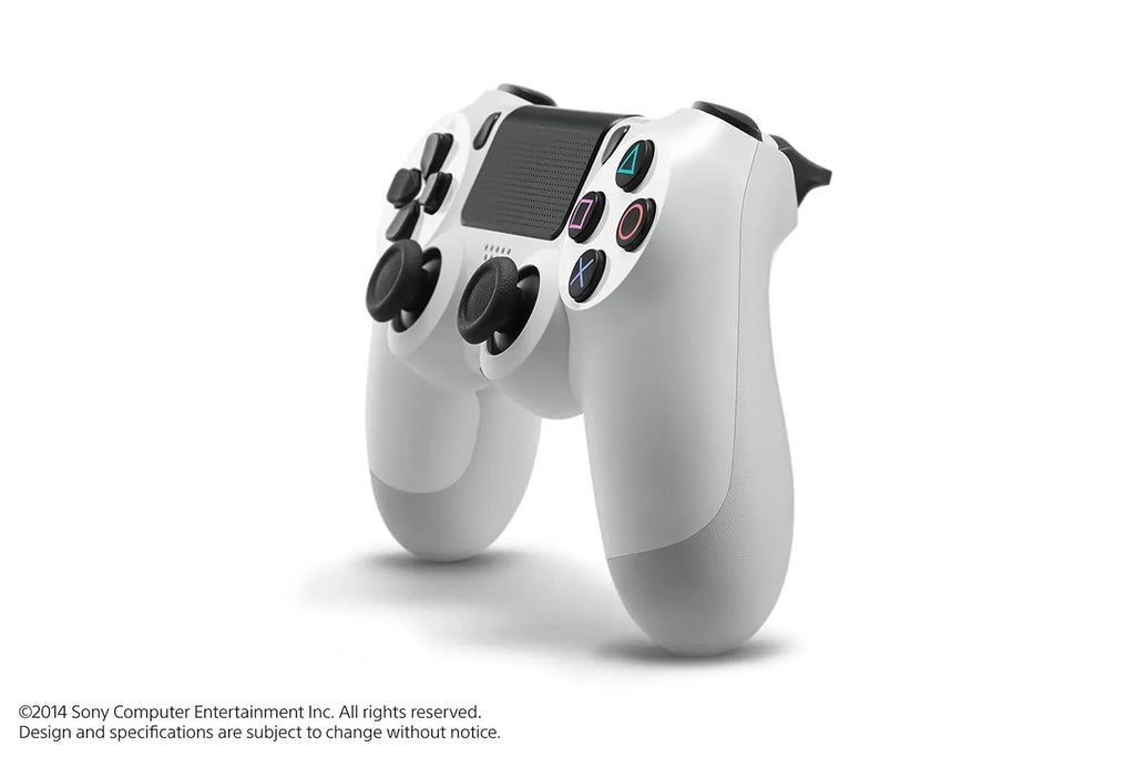 White DualShock PS4 Wireless Controller Bundle - Like New - With Earbuds BOLT AXTION Included
