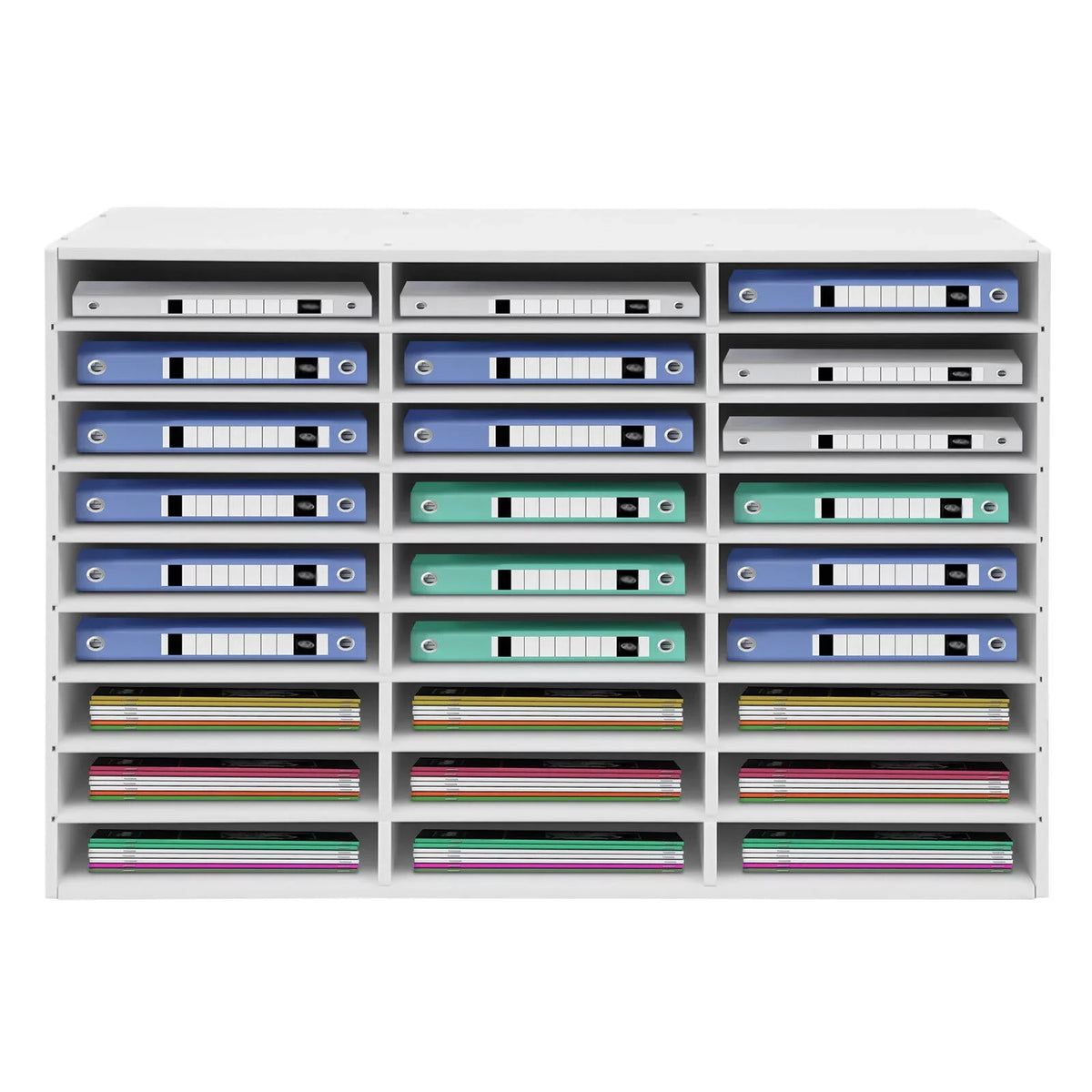 27 Slots Classroom Keepers Literature Storage Rack File Holder White Mailbox