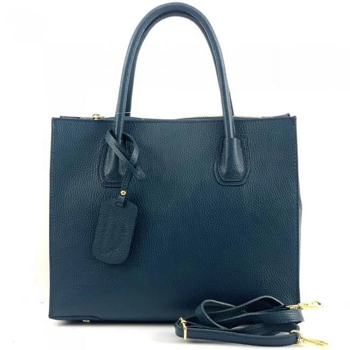 Italian Artisan Stella Handcrafted Leather Tote Handbag; Dark Turquoise - Medium