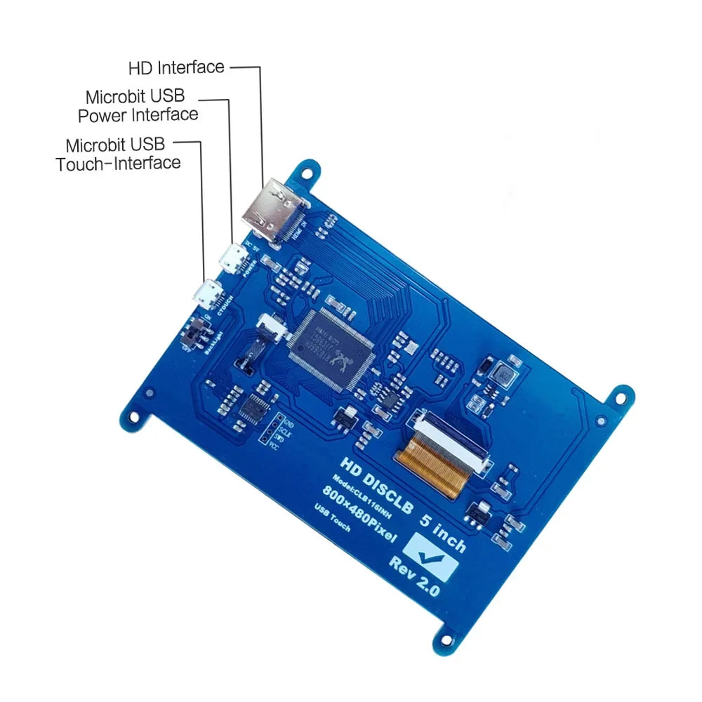 Tomshoo 5 millimeter Capacitive Touchscreen Display 800*480 Resolution Small Portable with USB Interface Compatible with Raspberry Pi Tool