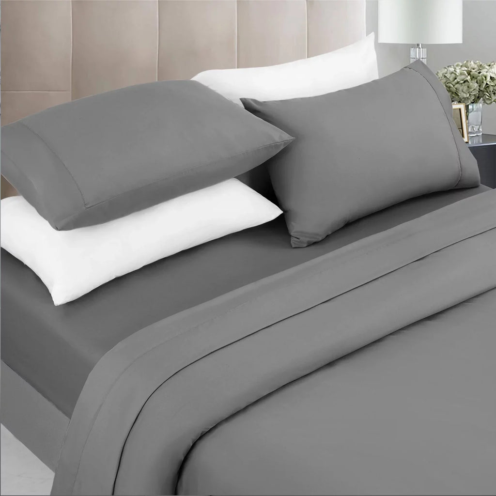 Sonoro Kate 1000 Thread Count 100% Egyptian Cotton Bed Sheet Set; Deep Pocket 4-Piece Cotton Sheet; Queen; Dark Gray