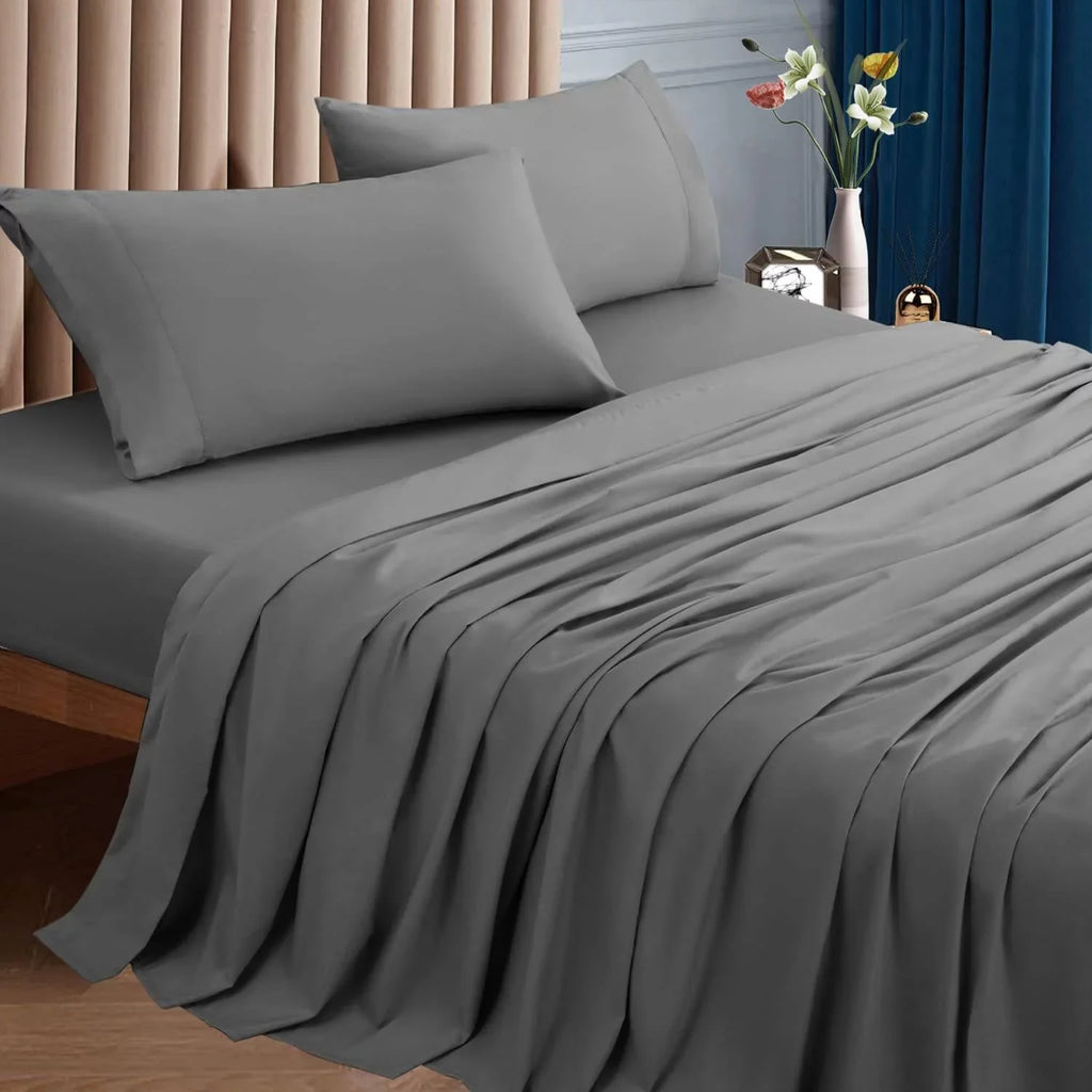 Sonoro Kate 1000 Thread Count 100% Egyptian Cotton Bed Sheet Set; Deep Pocket 4-Piece Cotton Sheet; Queen; Dark Gray