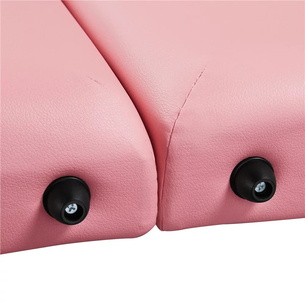 Yaheetech 84'' Adjustable Massage Bed; Massage Equipment; 3-Fold Massage Couch; Portable Salon Bed Alloy Spa Table with Backrest/Headrest/Armrest/Hand Pallet; Pink