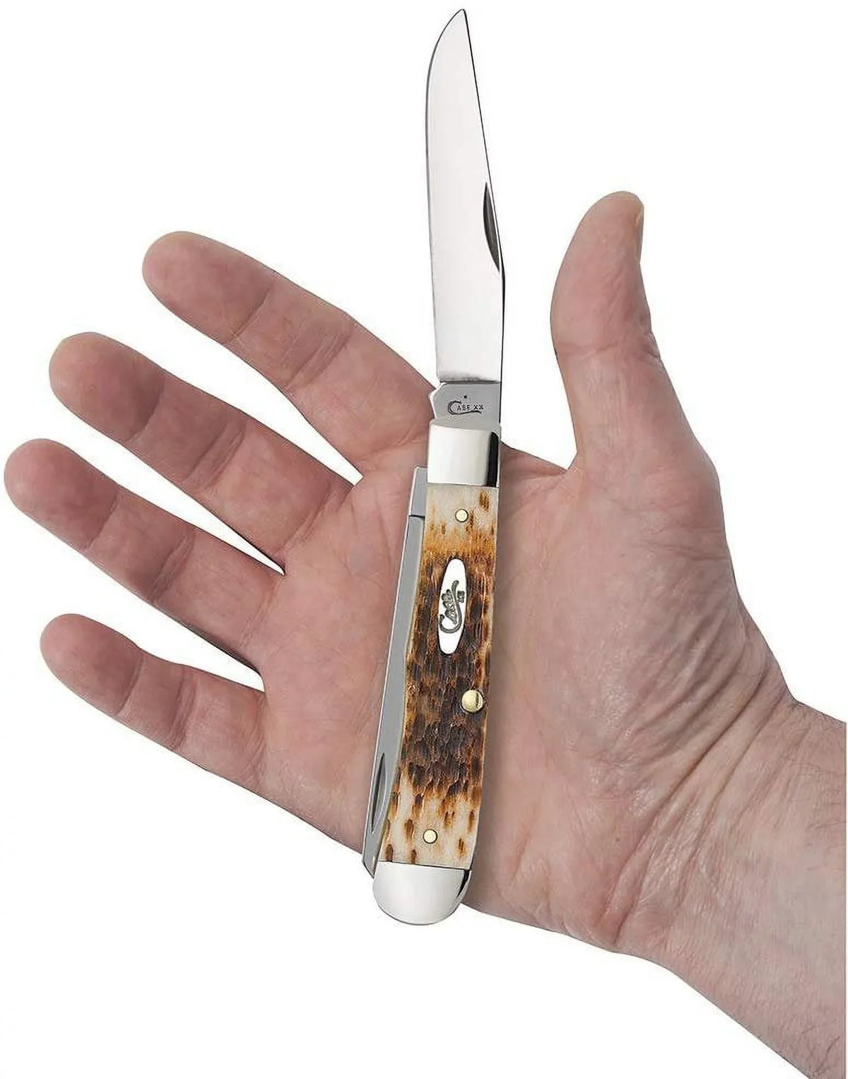Case Amber Bone CV Trapper Pocket Knife