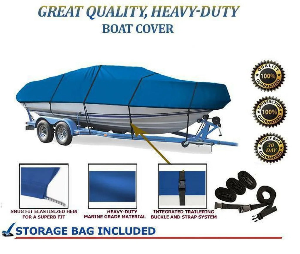 BLUE; GREAT QUALITY BOAT COVER Compatible for ASTRO QUICKFIRE 16 GT O/B 1990