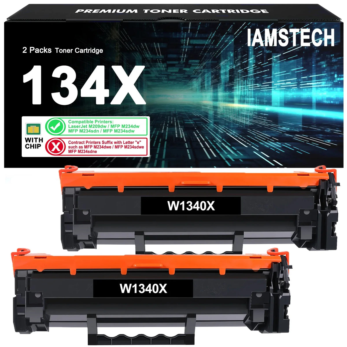 134X 134A Toner Cartridge Compatible for HP W1340X W1340A LaserJet M209dw MFP M234dw M234sdn M234sdw Printer Ink High Yield (Black; 2-Pack)