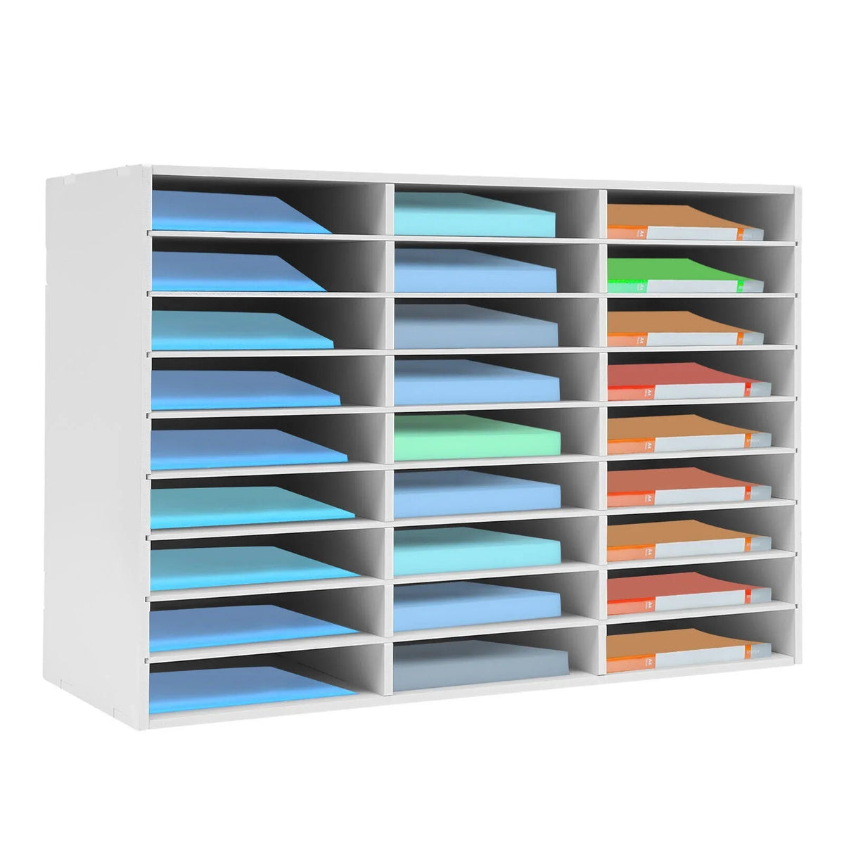 27 Slots Classroom Keepers Literature Storage Rack File Holder White Mailbox