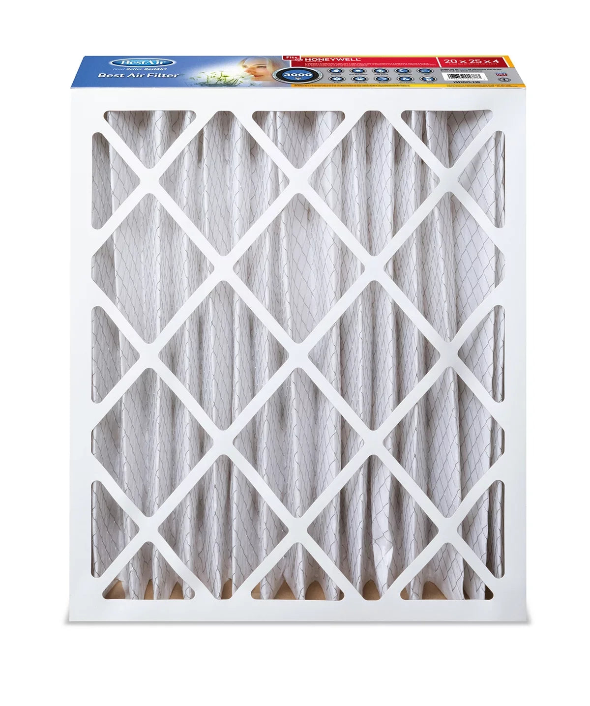 BestAir HW2025-13R Honeywell 20x25x4 Series 3000 MERV 13 Furnace Filter