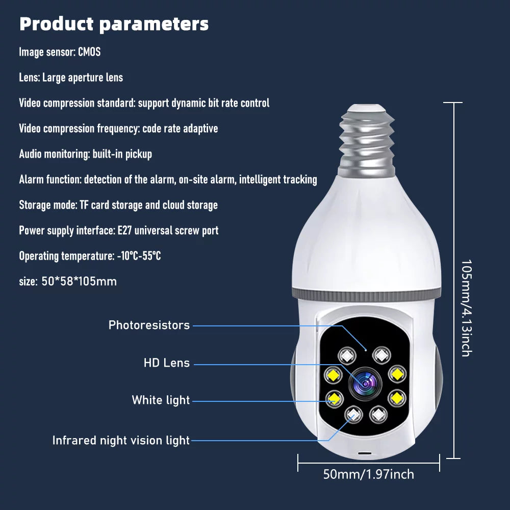 Kepeak WiFi Bulb Security Camera; Home Cameras with Motion Detection; Clear Vision