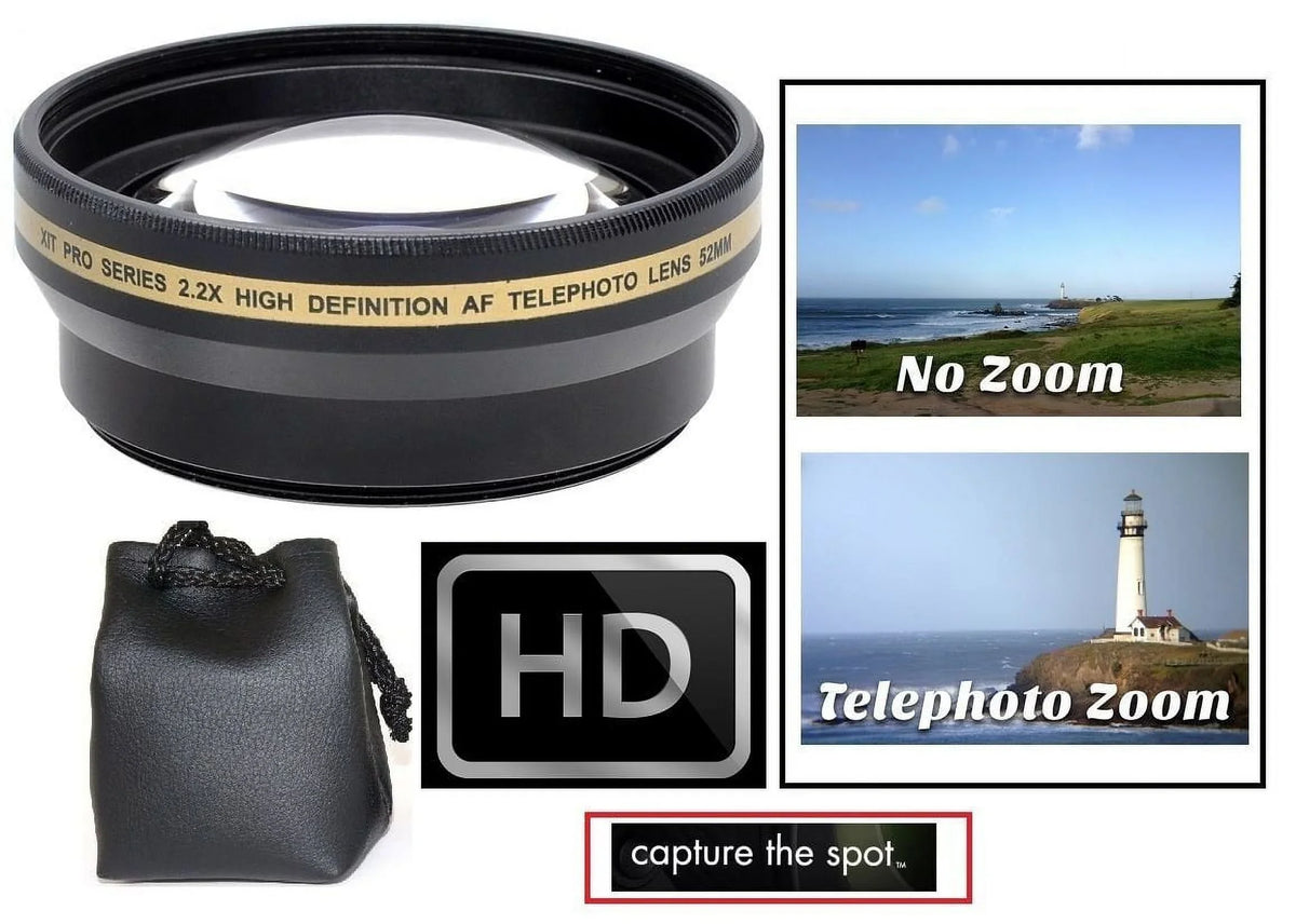 2-Pcs Pro HD Lens Telephoto + Wide Angle for Panasonic Lumix DMC-FZ300 DMC-FZ200