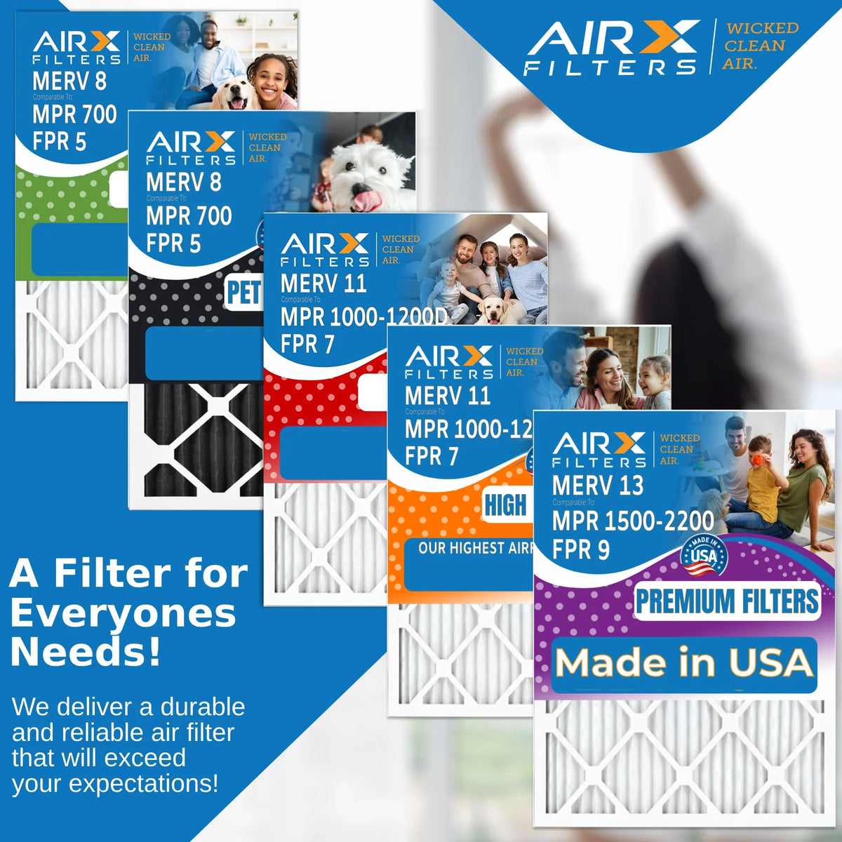 16x24x1 Air Filter MERV 11 Comparable to MPR 1000; MPR 1200 & FPR 7 Electrostatic Pleated Air Conditioner Filter 4 Pack HVAC Premium USA Made 16x24x1 Furnace Filters by AIRX FILTERS WICKED CLEAN AIR.