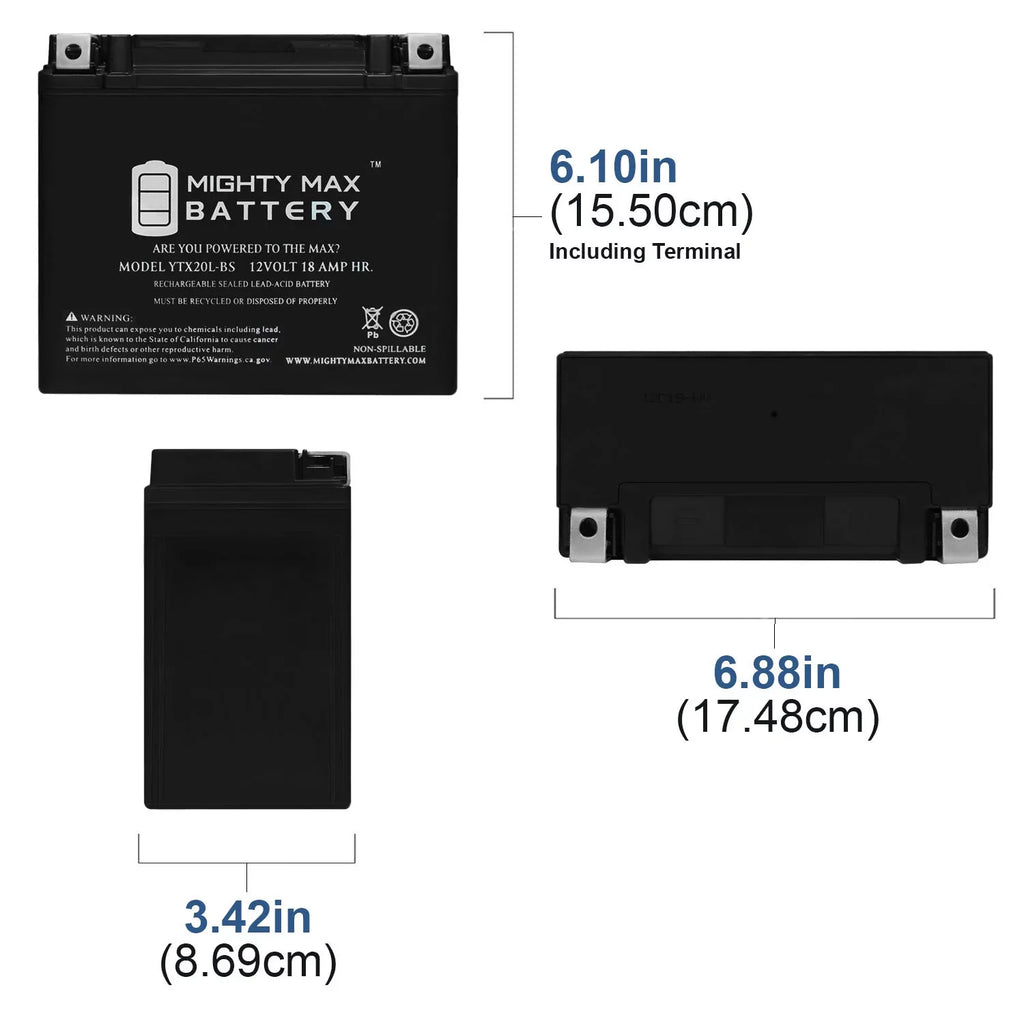 YTX20L-BS Battery Replacement for Yamaha 1050 EX; Super Jet 2021