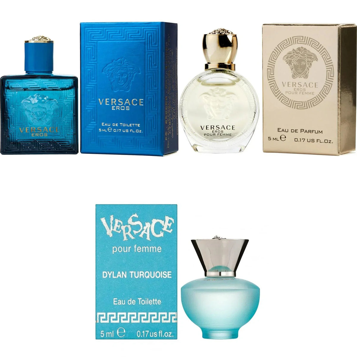 Versace Eros Men EDT; Eros Women EDP; Dylan Turquoise Femme - 5ml 3PK Kit