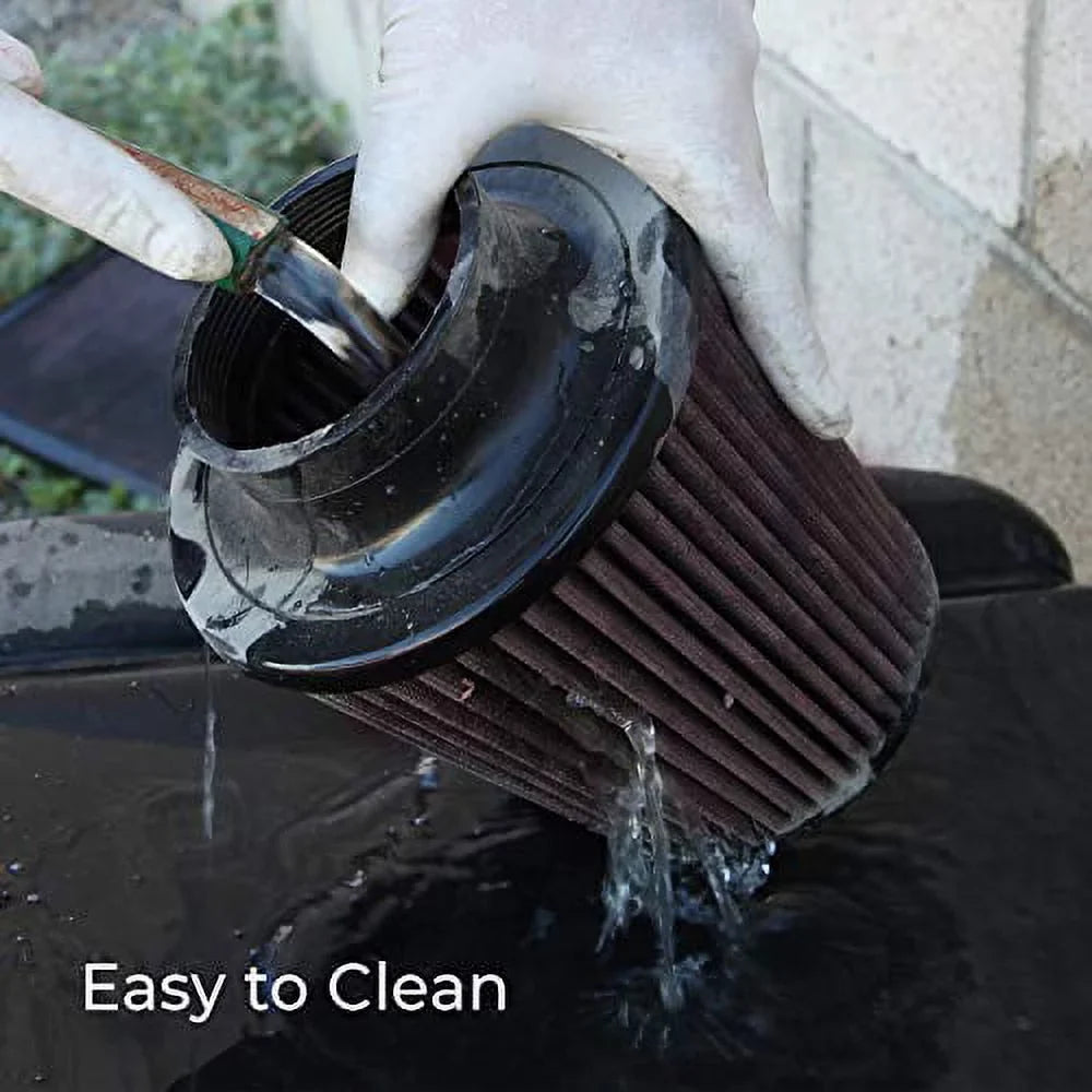 K&N Universal Clamp-On Engine Air Filter: Washable and Resuable: Round Tapered; 6 in (152 mm) Flange ID; 6 in (152 mm) Height; 7.5 in (191 mm) Base; 4.5 in (114 mm) Top ; RF-1048
