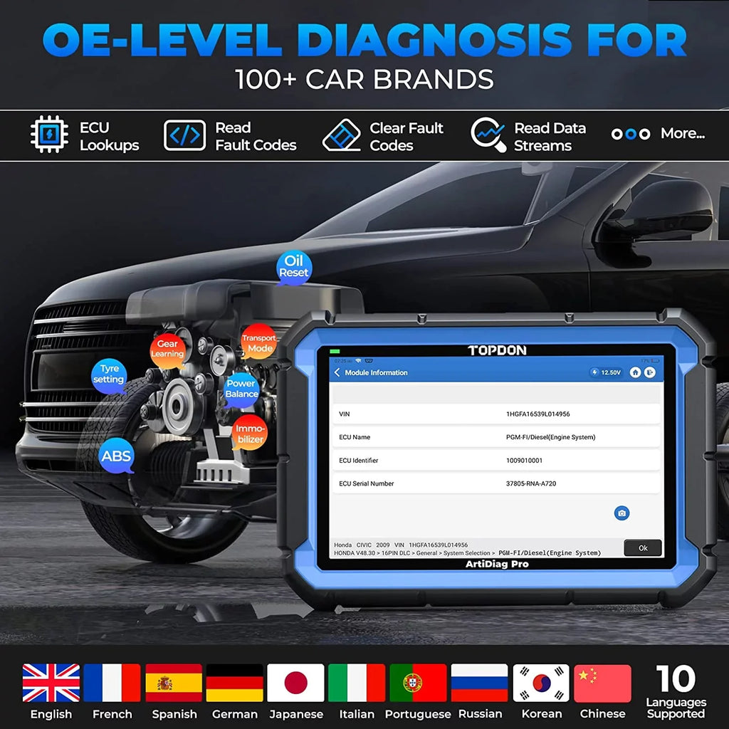 TOPDON ArtiDiag Pro Car Diagnostic Scan Tool; Online-Coding & OE-Level Full Systems Diagnosis; 31+Maintenance OBD2 Scanner 2-Year Free Update