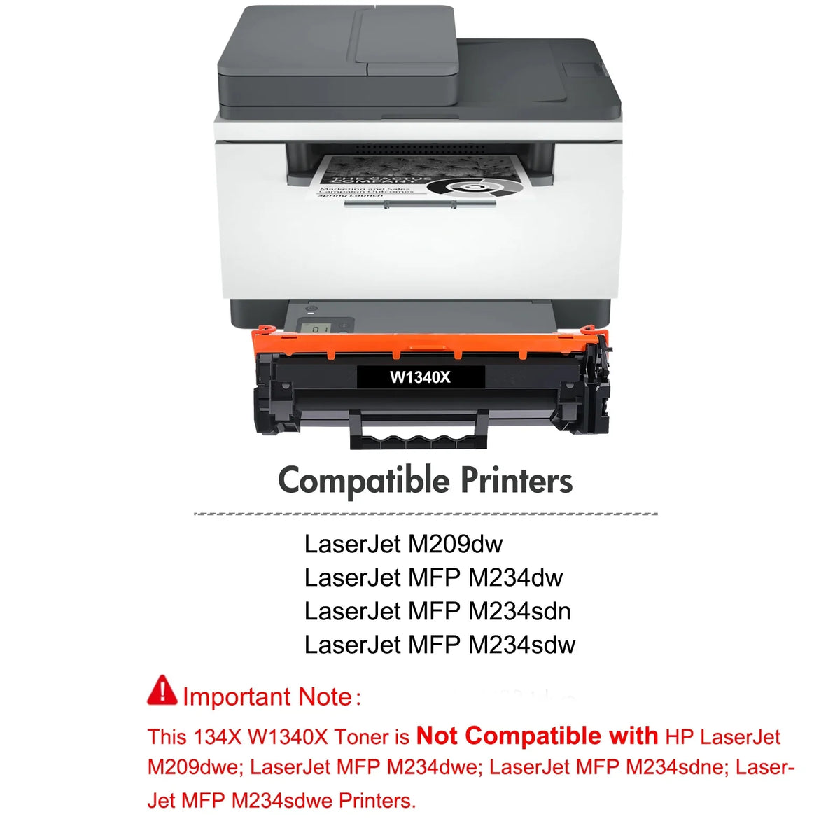 134X 134A Toner Cartridge Compatible for HP W1340X W1340A LaserJet M209dw MFP M234dw M234sdn M234sdw Printer Ink High Yield (Black; 2-Pack)