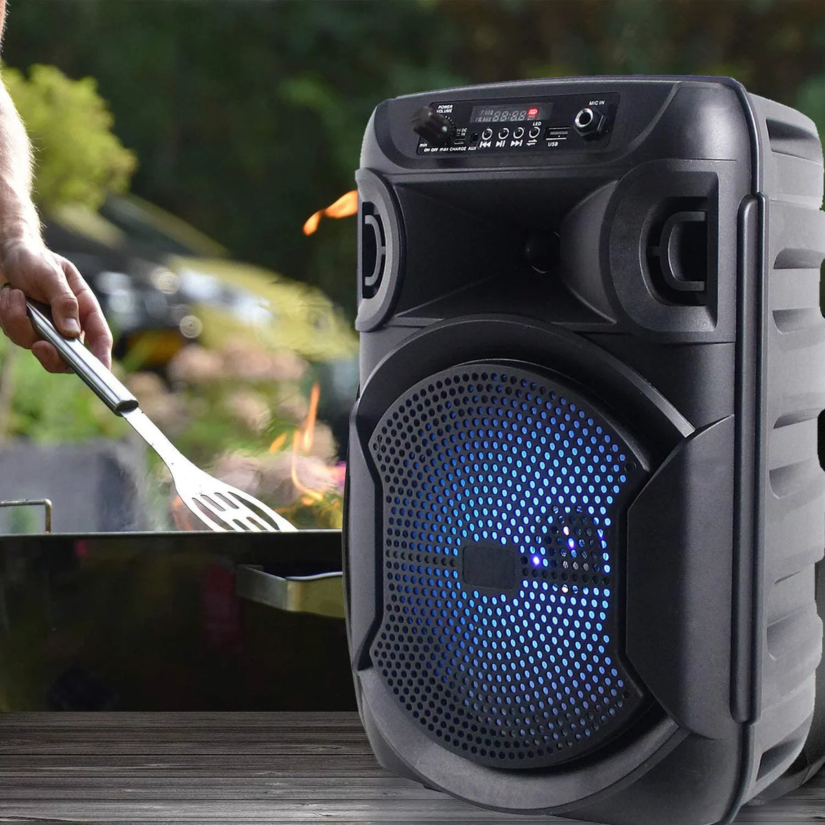8 cm Portable 500 Watts Bluetooth Speaker W/Woofer & Tweeter W/Digital Processing; XLR To 1/4" For Karaoke (Black; Speaker)