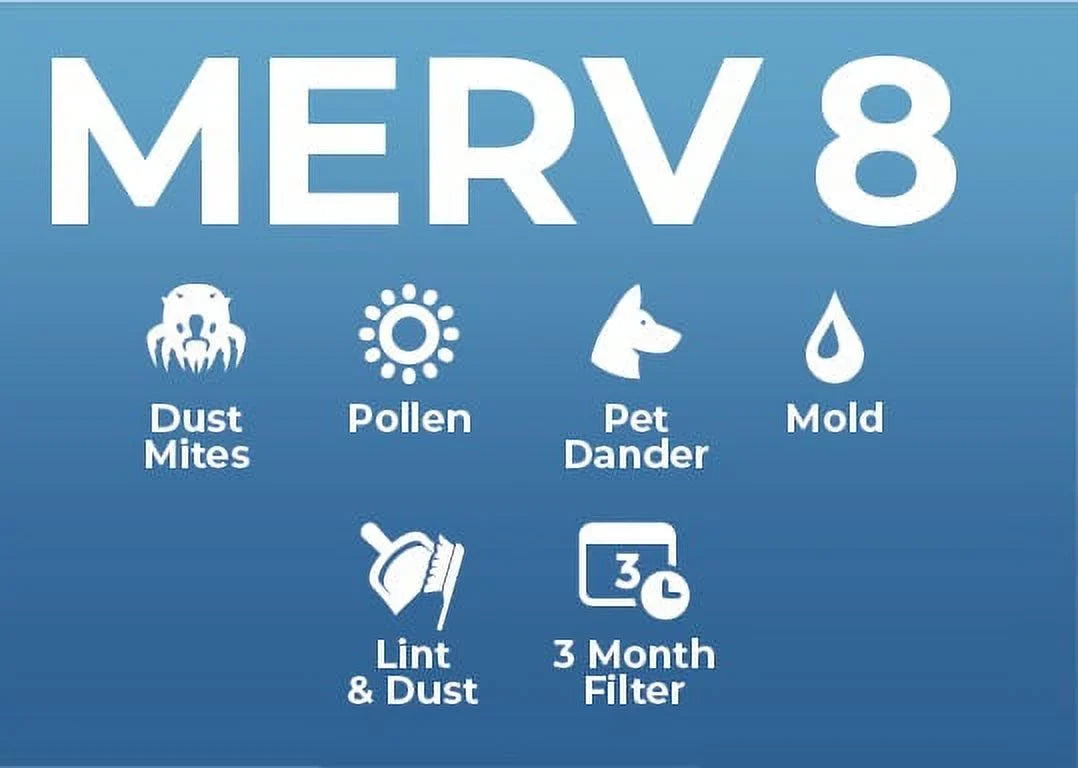 12x30x1 MERV 8 ( MPR 600; FPR 5-6 ) 1" Air Filters for AC & Furnace. Case of 12. Exact Size: 11-1/2 x 29-1/2 x 3/4