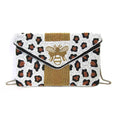 Bee B-Spark Leopard Print Beaded Clutch Crossbody; Multi