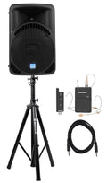 Rockville 15" Church Speaker Sound System w/ Headset Mic For Sermons; Speeches