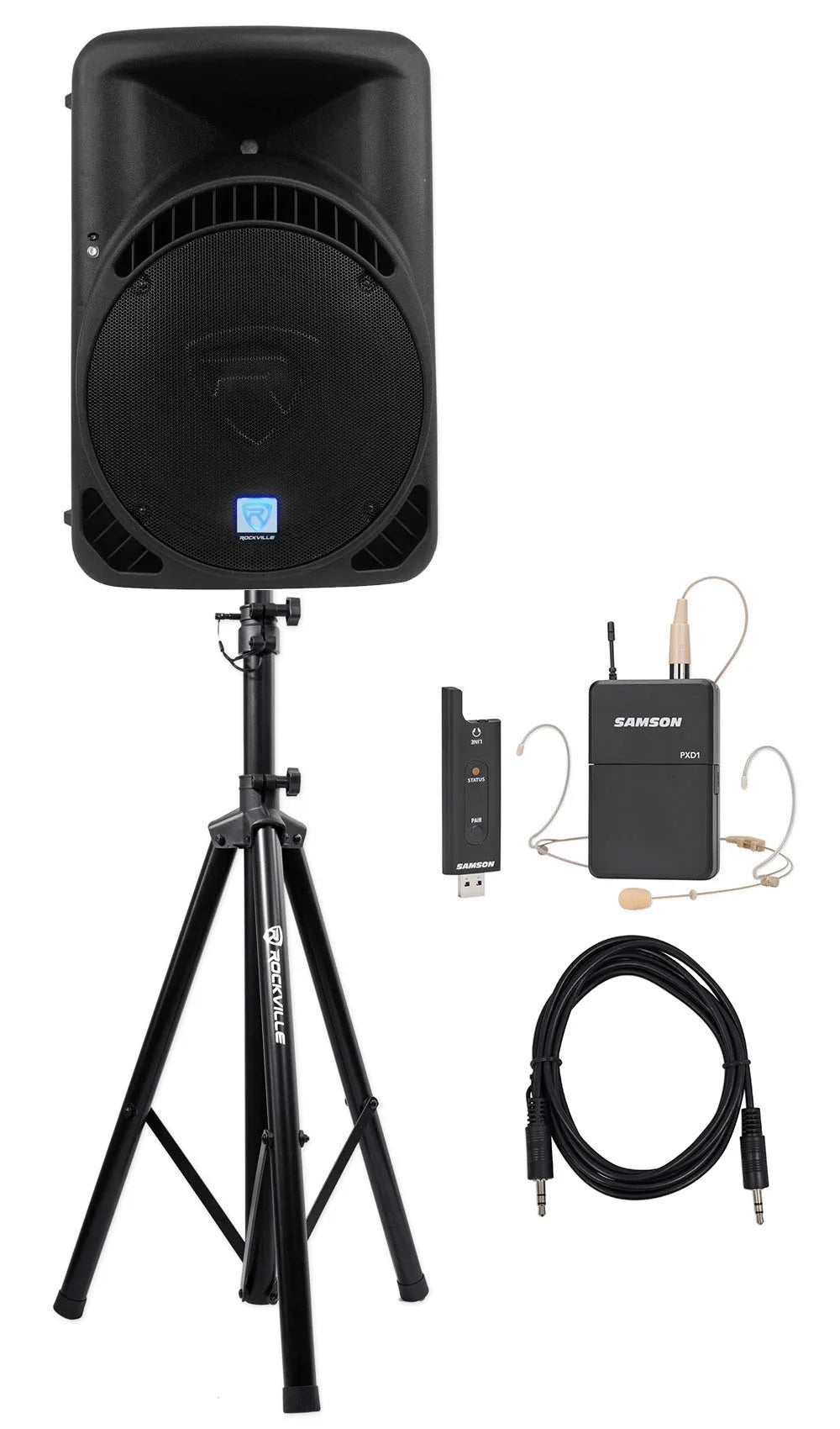 Rockville 15" Church Speaker Sound System w/ Headset Mic For Sermons; Speeches