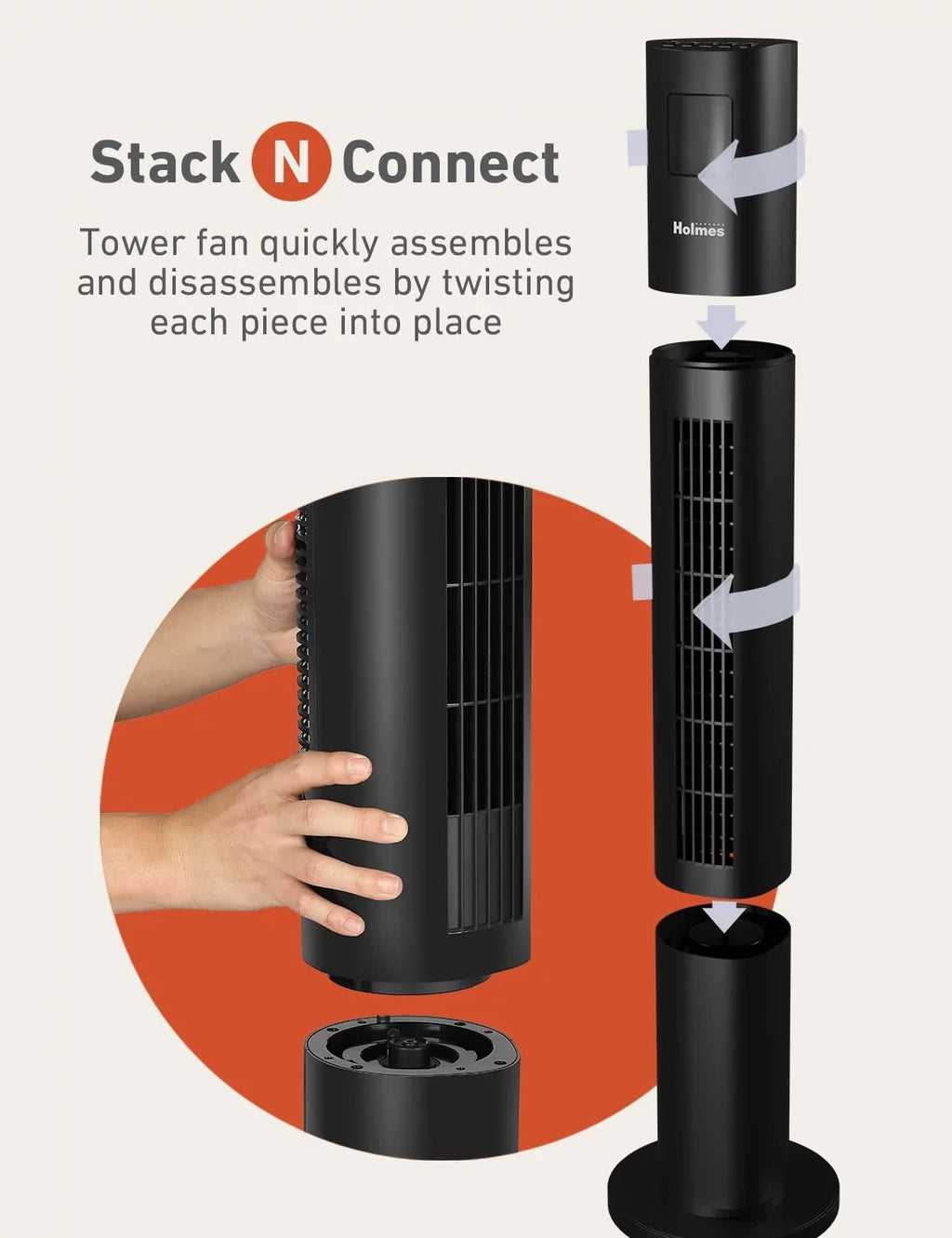 Holmes 45" Digital Stack ”n” Connect Tower Exhaust With Clearread Display