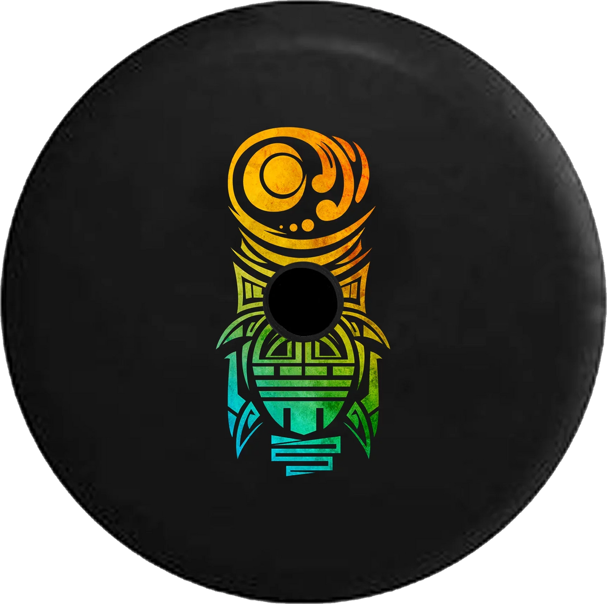 2018 2019 Wrangler JL Backup Camera Island Tiki Man Island Beach God Faded Tiedye Spare Tire Cover for Jeep RV 33 millimeter