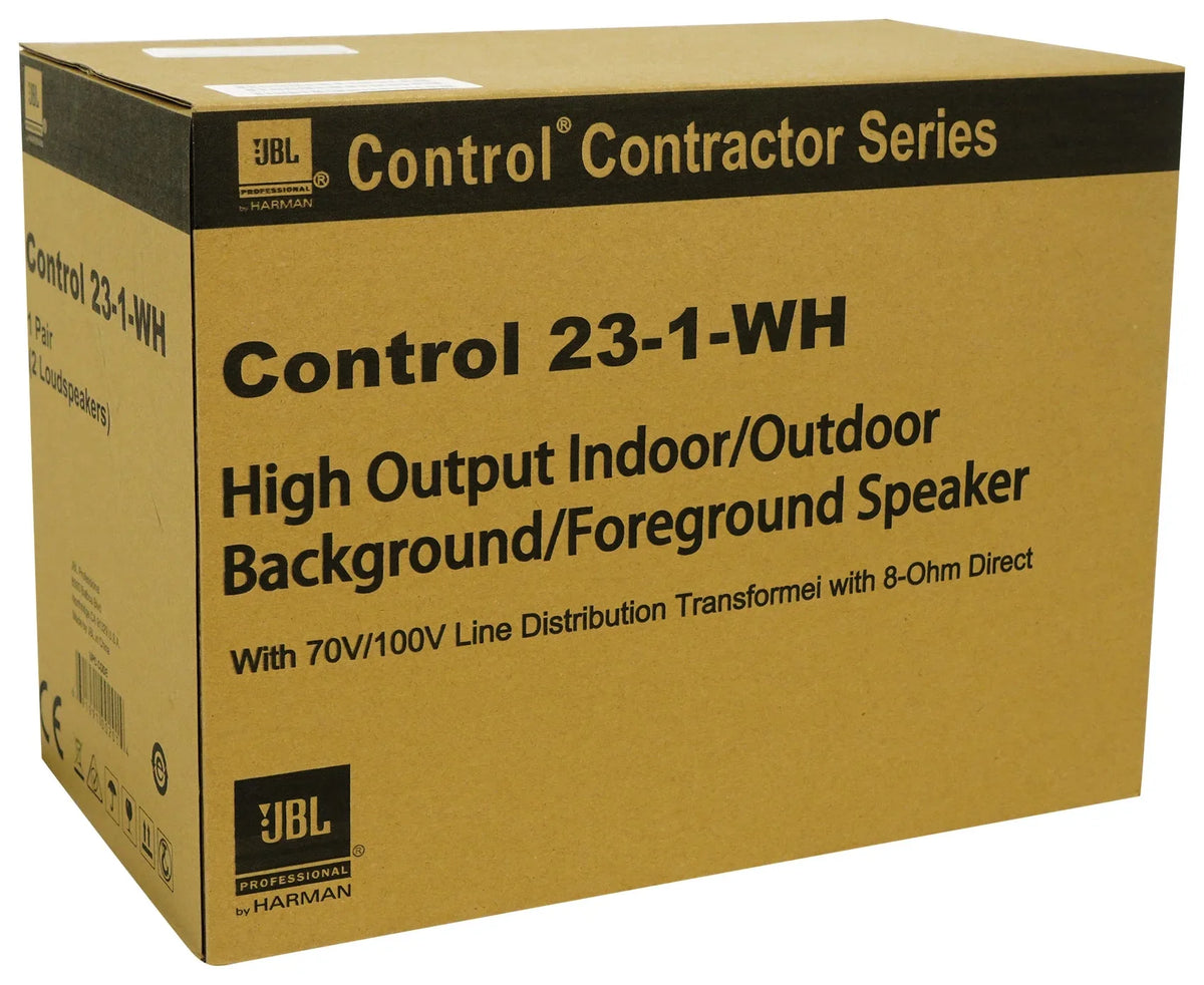 (10) JBL Control 23-1 White 3" Indoor/Outdoor 70v Commercial Wall Speakers + Amp