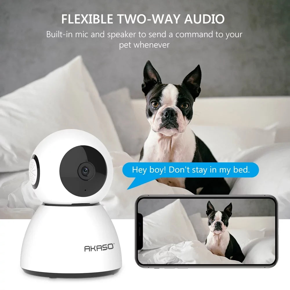 AKASO Security Camera WiFi IP Camera; 1080P FHD Smart Home Surveillance Camera; Baby/Pet Monitor Work with Alexa