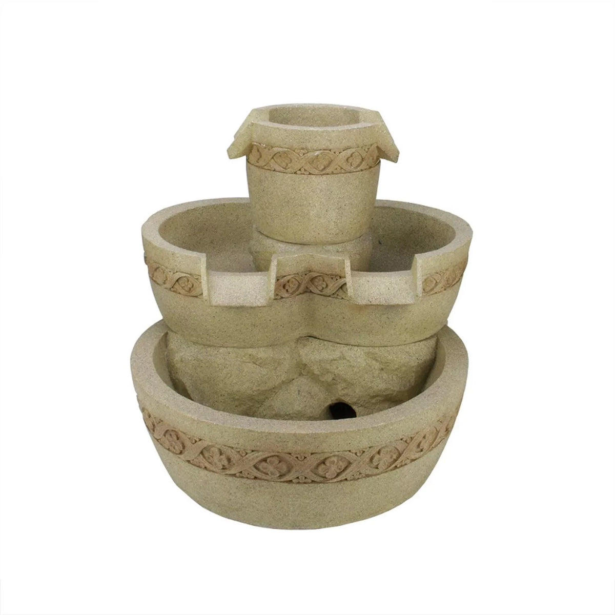 18.25" LED Lighted Three Tier Floral Bowl Outdoor Patio Garden Fountain