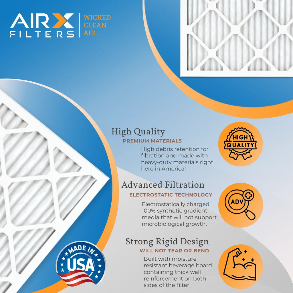 16x24x1 Air Filter MERV 11 Comparable to MPR 1000; MPR 1200 & FPR 7 Electrostatic Pleated Air Conditioner Filter 4 Pack HVAC Premium USA Made 16x24x1 Furnace Filters by AIRX FILTERS WICKED CLEAN AIR.