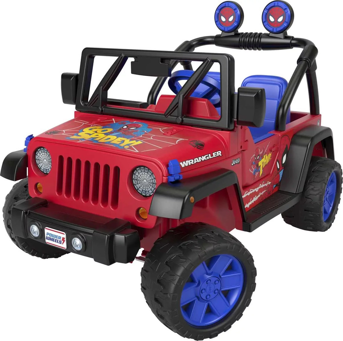 12V Power Wheels Spider-Man Jeep Wrangler Battery-Powered Ride-On Vehicle with Sounds; for a Child Ages 3-7